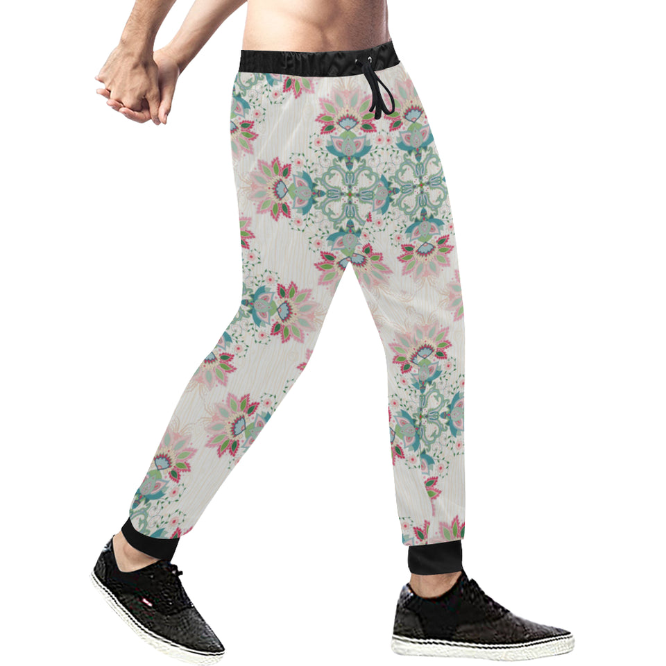 Square floral indian flower pattern Unisex Casual Sweatpants