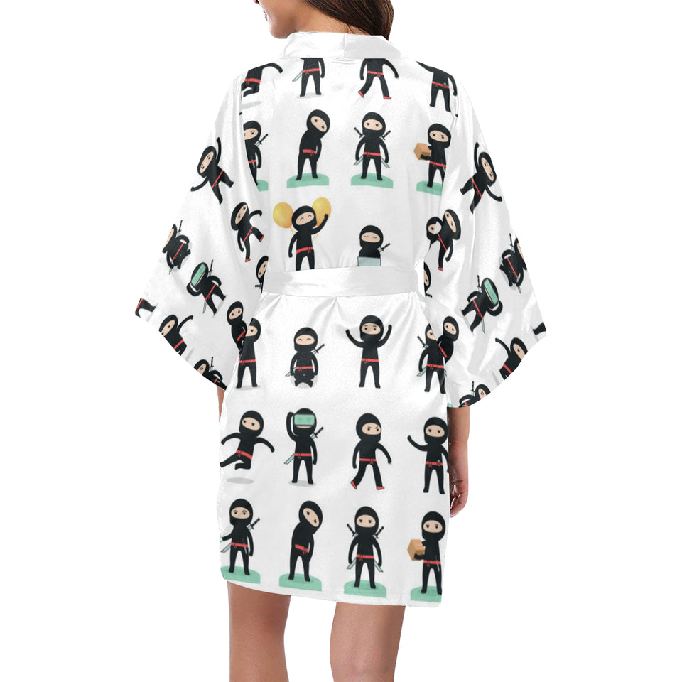 Cute ninja katana sword pattern Women's Short Kimono Robe