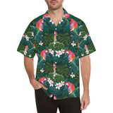 Parrot Palm tree leaves flower hibiscus pattern Men's All Over Print Hawaiian Shirt