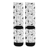 Crows floral wreath rabbit pattern Crew Socks
