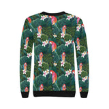 Parrot Palm tree leaves flower hibiscus pattern Women's Crew Neck Sweatshirt