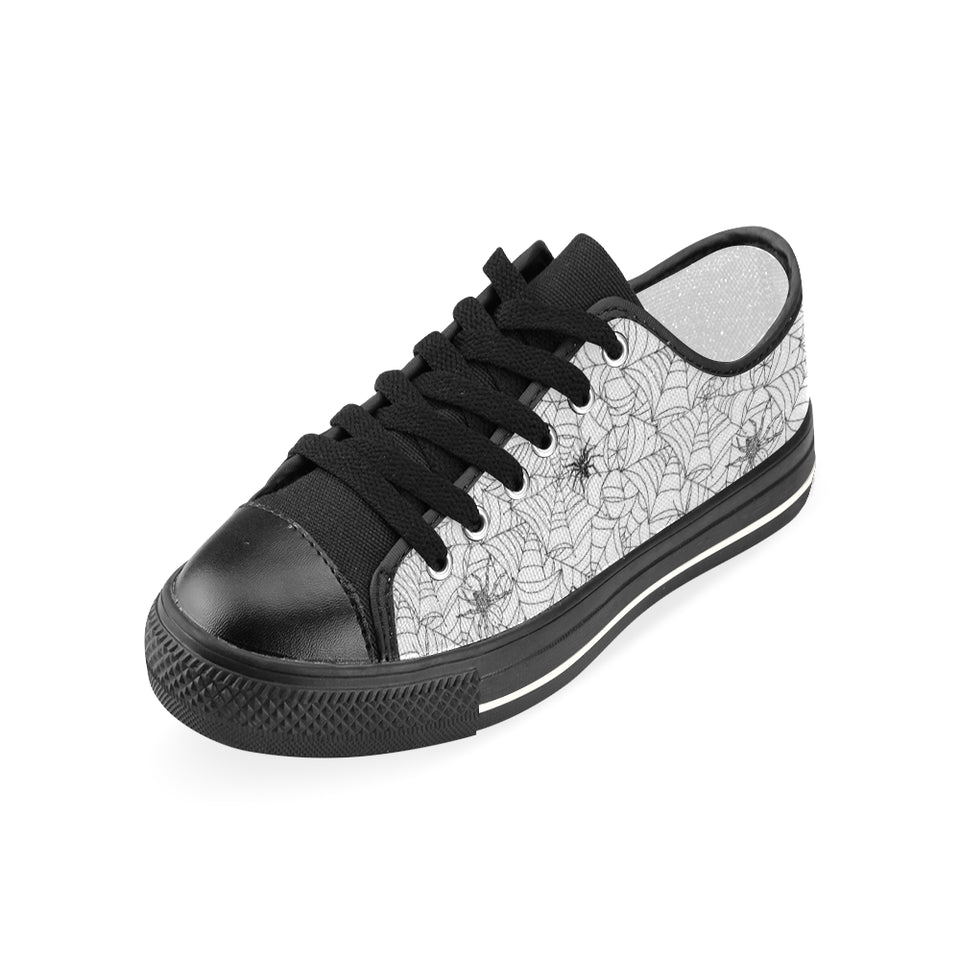 Spider web cobweb pattern Women's Low Top Canvas Shoes Black