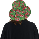 Watermelons tropical palm leaves pattern backgroun Unisex Bucket Hat