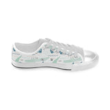 Crocodile diver pattern Men's Low Top Canvas Shoes White