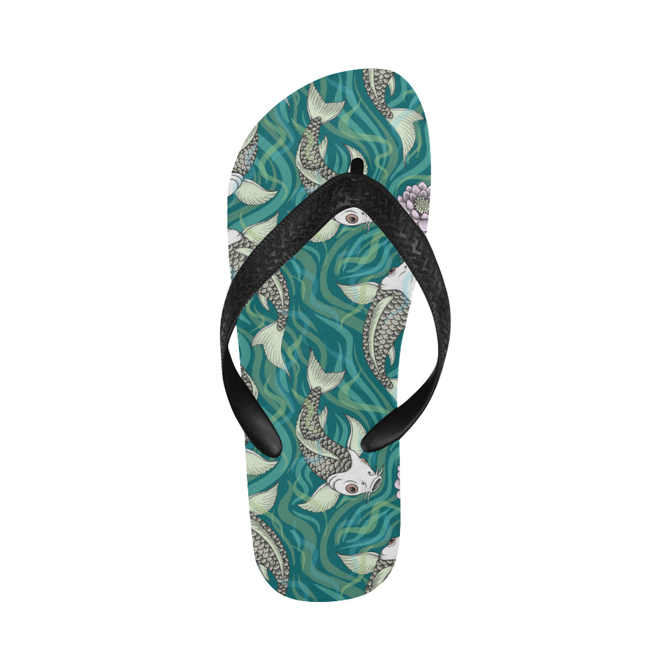Koi Fish Carp Fish lotus pattern Unisex Flip Flops