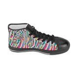 Colorful zebra skin pattern Women's High Top Canvas Shoes Black