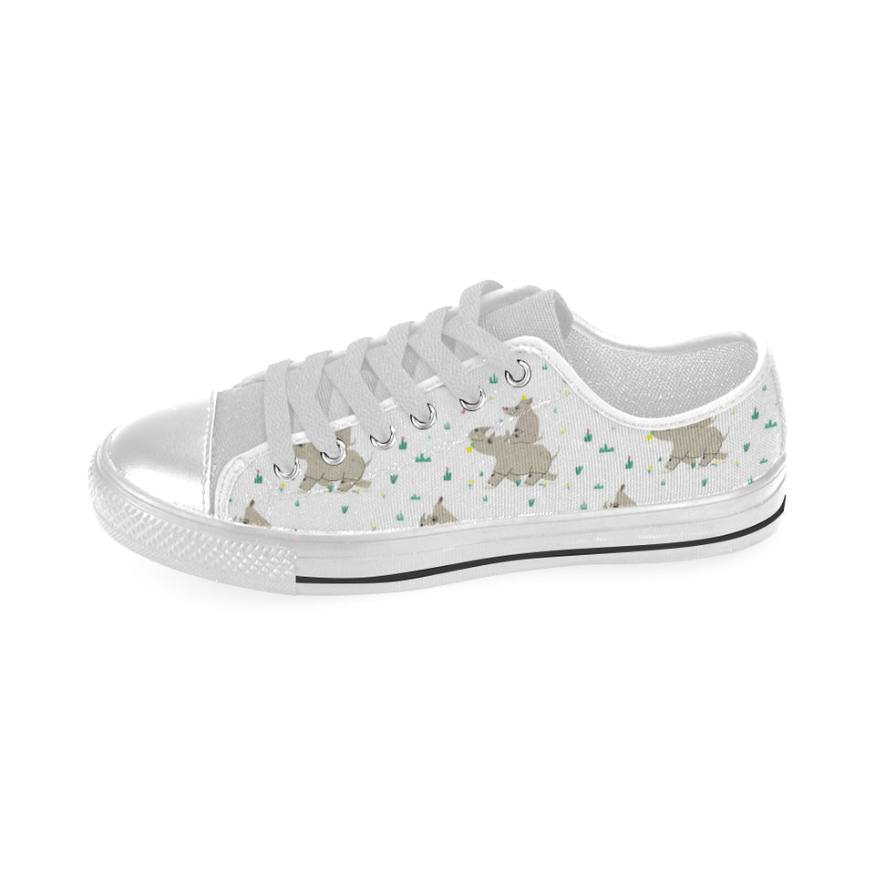 Cute Rhino pattern background Men's Low Top Shoes White
