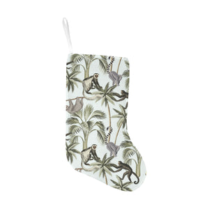 Monkey sloth lemur palm trees pattern Christmas Stocking