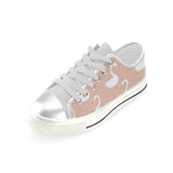 Swan flower light pink background Women's Low Top Canvas Shoes White