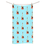 electric guitar pattern light blue background Bath Towel