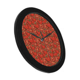 Red Tomato Pattern Elegant Black Wall Clock