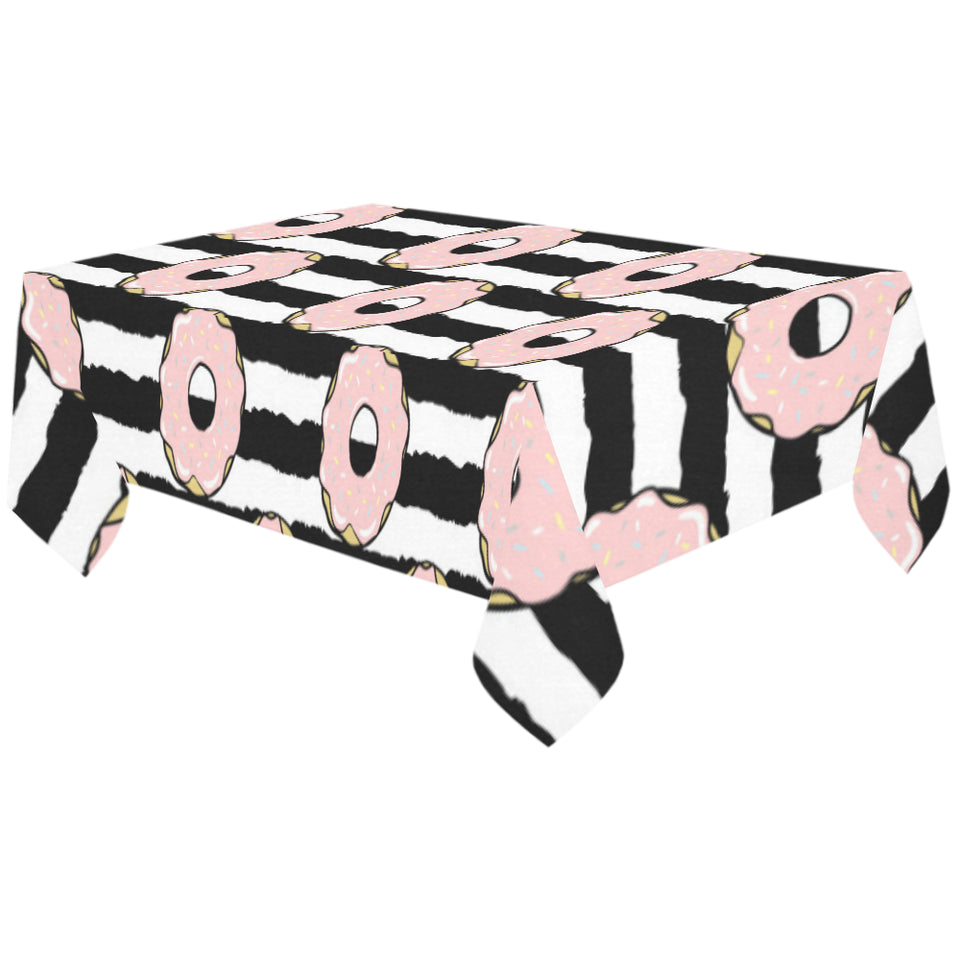 Donuts pink icing striped pattern Tablecloth
