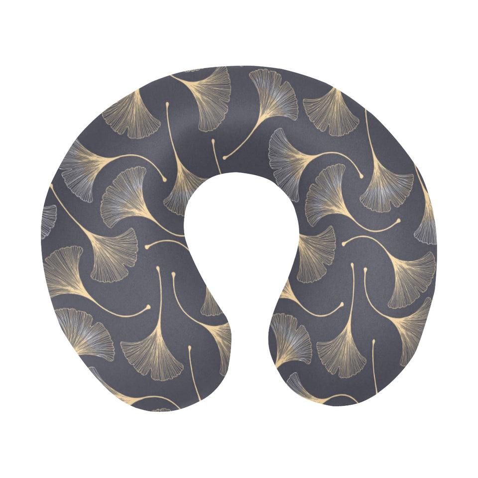 Gold ginkgo leaves U-Shaped Travel Neck Pillow