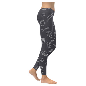 sushi pattern black background Women's Legging Fulfilled In US