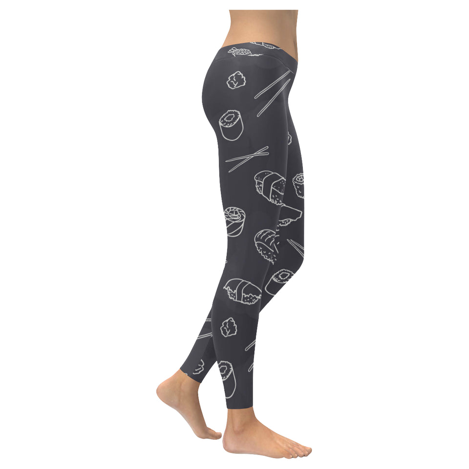 sushi pattern black background Women's Legging Fulfilled In US