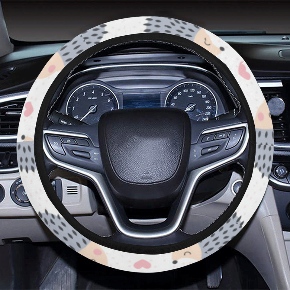 Hedgehog Pattern Print Design 04 Car Steering Wheel Cover