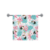 Toucan tropical flower leave pattern Bath Towel