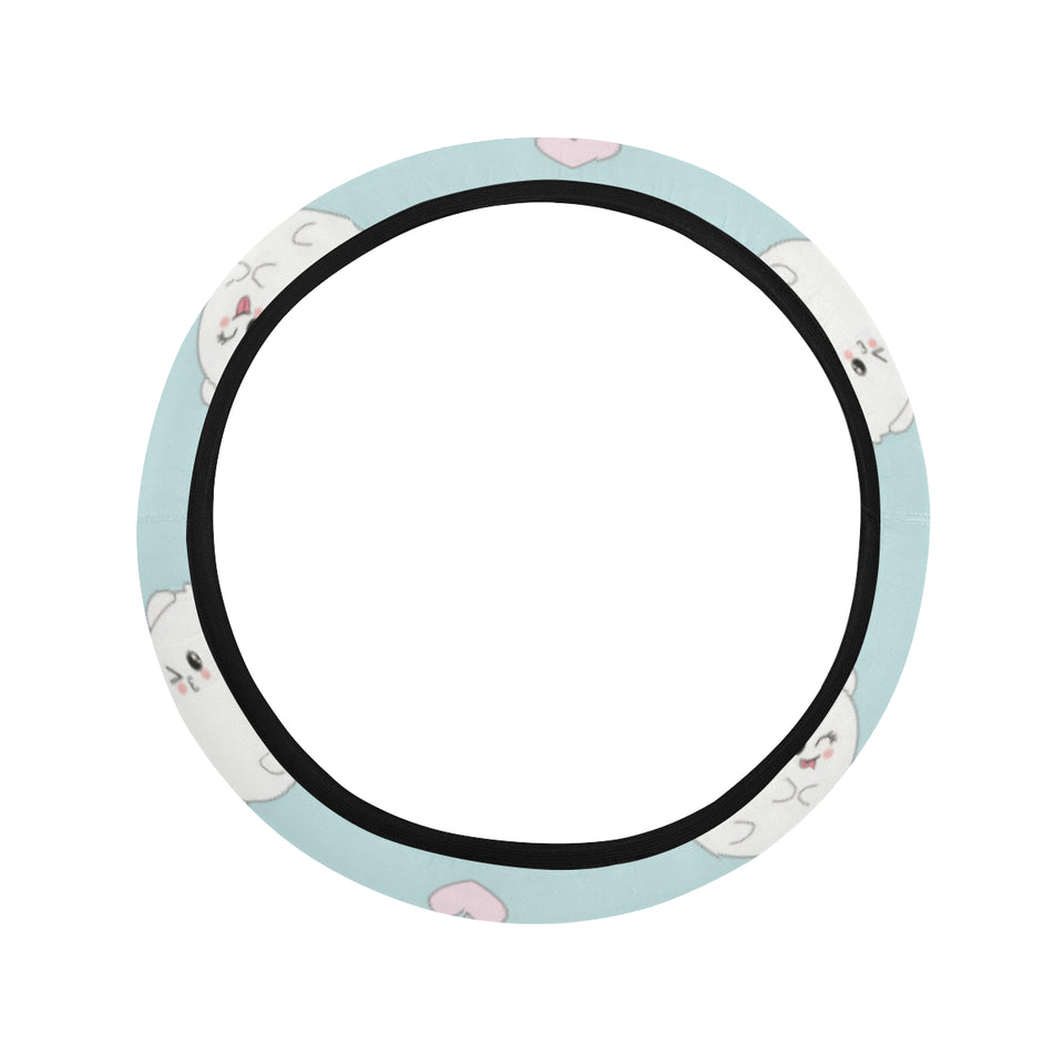 White cute hamsters heart pattern Car Steering Wheel Cover