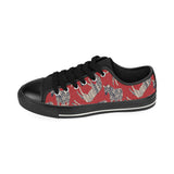 Zebra abstract red background Men's Low Top Canvas Shoes Black