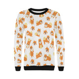 Brown pomeranian pattern Women's Crew Neck Sweatshirt