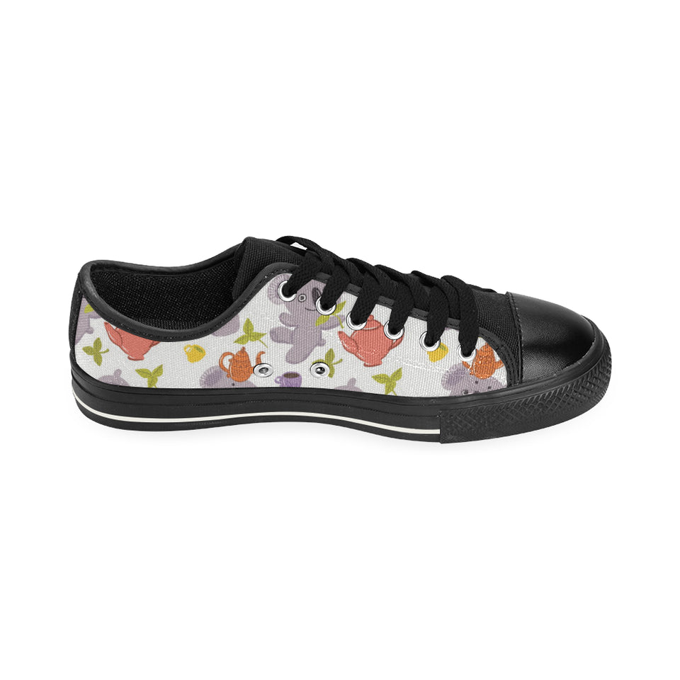 Cute koalas teapots tea Men's Low Top Canvas Shoes Black