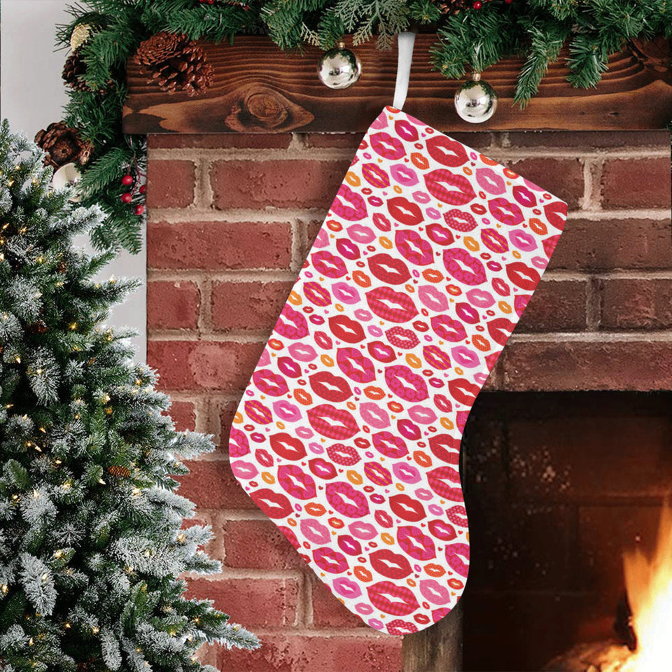 Lips Pattern Print Design 01 Christmas Stocking
