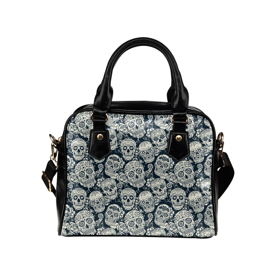 Sugar skull black white pattern Shoulder Handbag