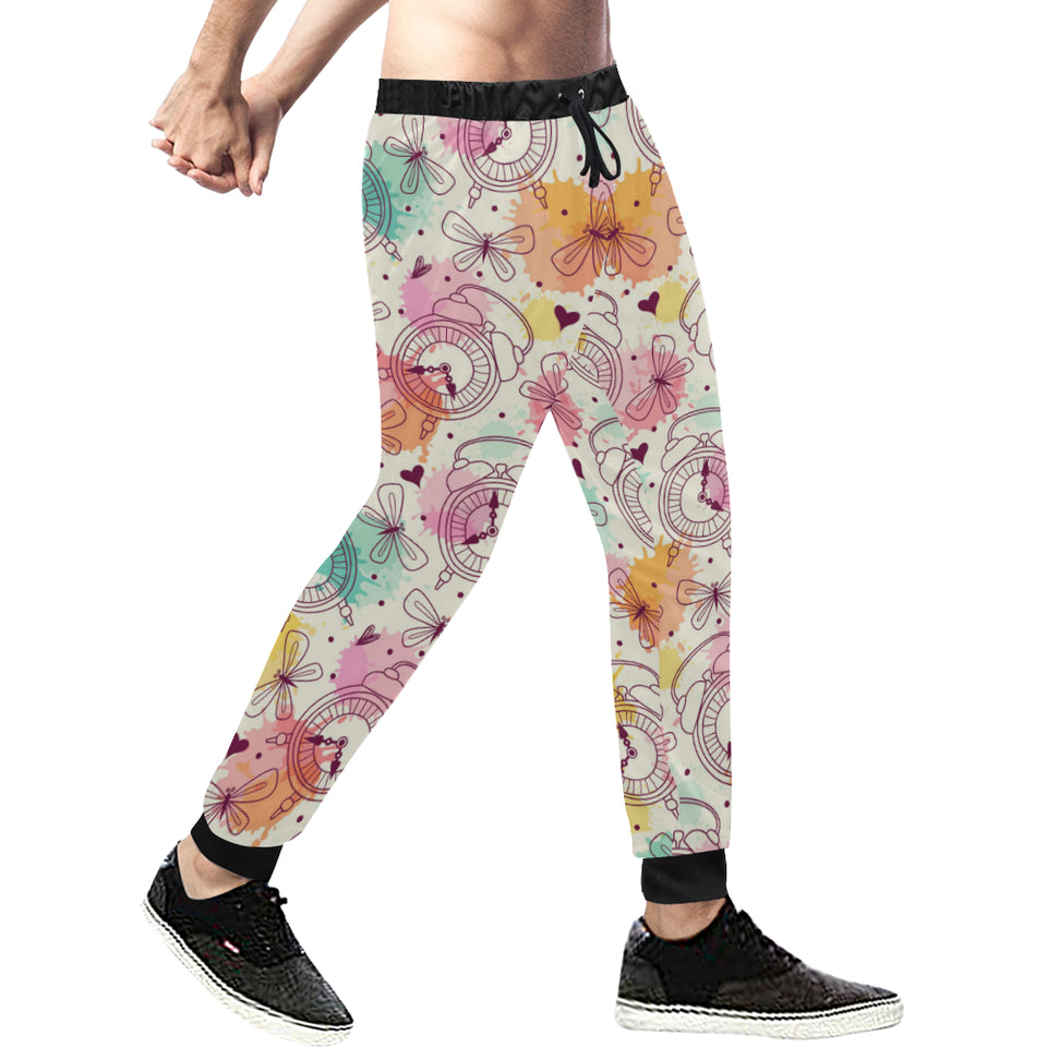 Clock butterfly pattern Unisex Casual Sweatpants
