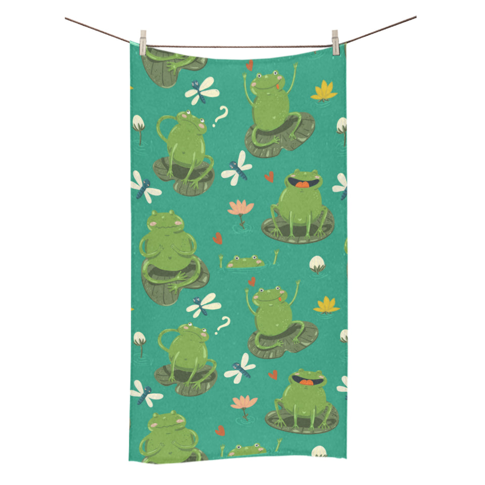 Cute frog dragonfly design pattern Bath Towel