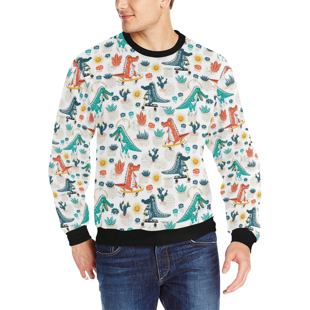 Cute Crocodile Pattern Men's Crew Neck Sweatshirt