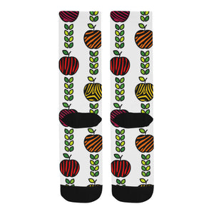 colorful apples leave zebra stripe Crew Socks
