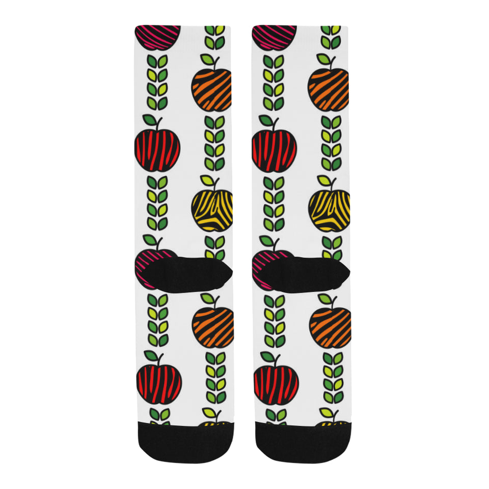 colorful apples leave zebra stripe Crew Socks