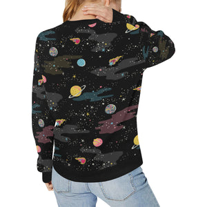 space pattern Women's Crew Neck Sweatshirt