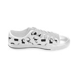 Goat ram pattern Men's Low Top Shoes White
