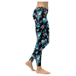 Skull flower roses leave pattern Women's Legging Fulfilled In US