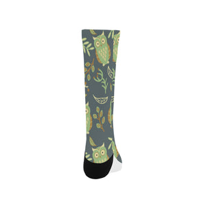 Cute owls leaves pattern Crew Socks