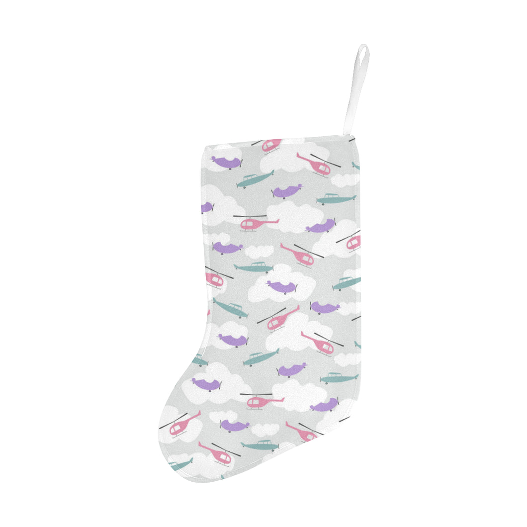 Helicopter plane pattern Christmas Stocking