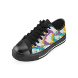 Colorful crow illustration pattern Men's Low Top Canvas Shoes Black