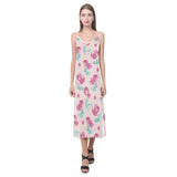 Cute little mermaid pattern V-Neck Open Fork Long Dress