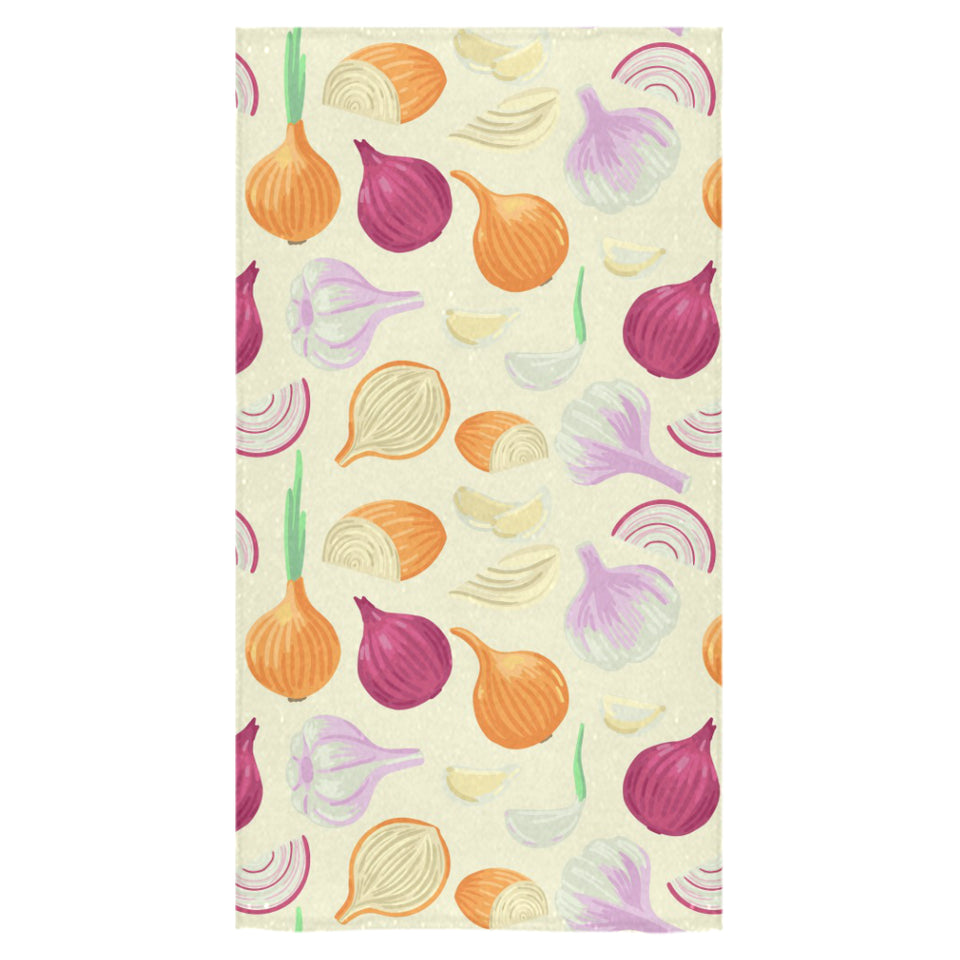 Onion garlic white red pattern Bath Towel