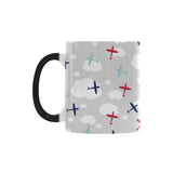 Airplane cloud grey background Morphing Mug Heat Changing Mug