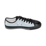 White cute pomeranian pattern Women's Low Top Canvas Shoes Black