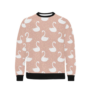 Swan flower light pink background Men's Crew Neck Sweatshirt