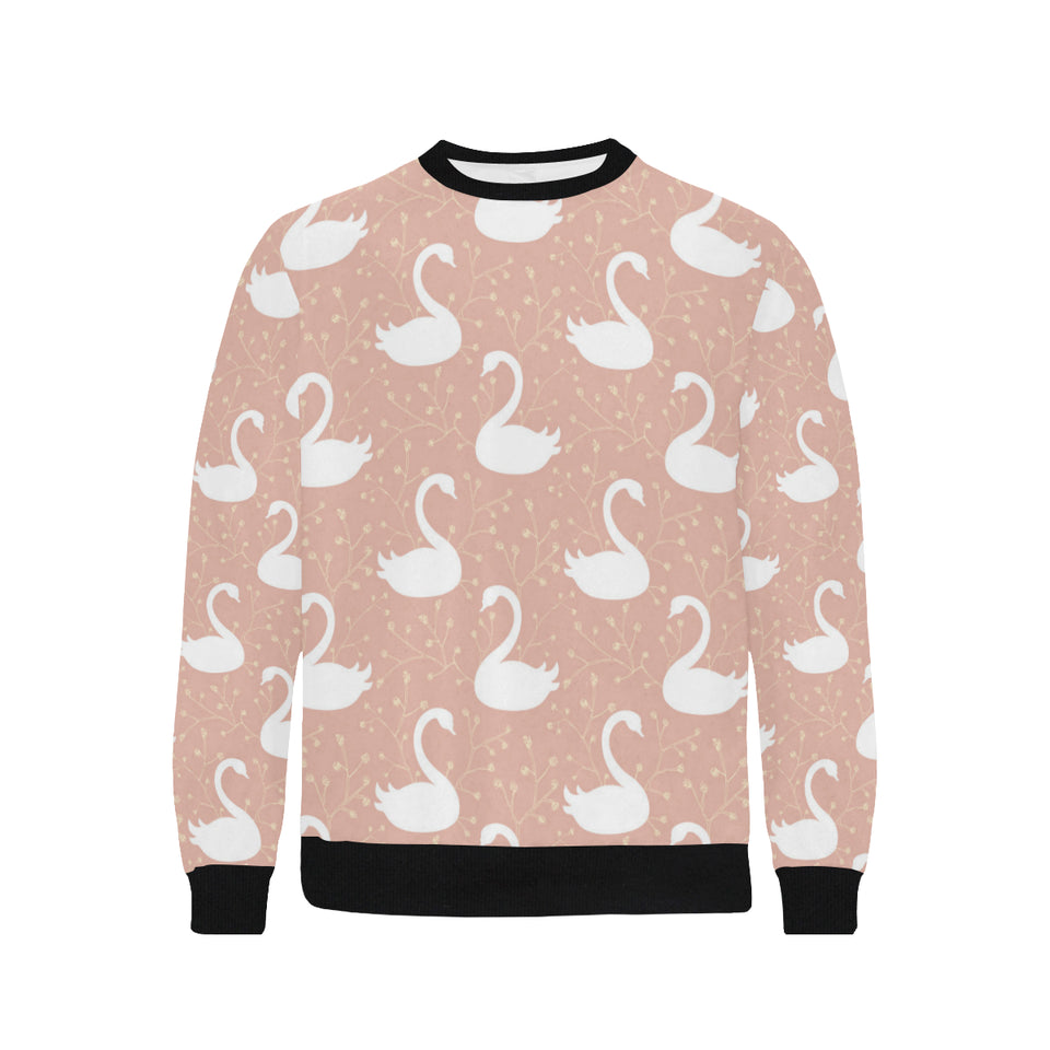 Swan flower light pink background Men's Crew Neck Sweatshirt