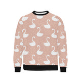 Swan flower light pink background Men's Crew Neck Sweatshirt