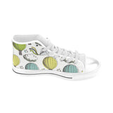 Hot Air Balloon Bird Cloud Pattern Men's High Top Canvas Shoes White