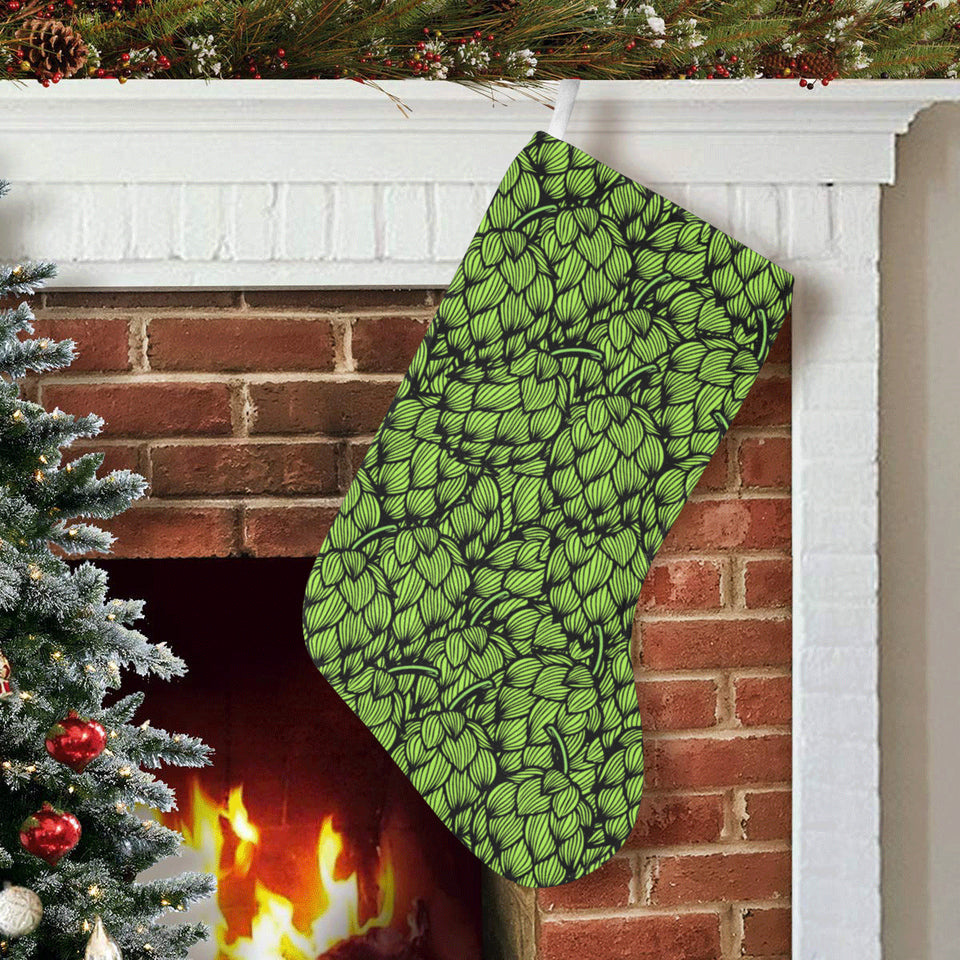 Green hop pattern Christmas Stocking