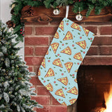 Hand drawn pizza blue background Christmas Stocking
