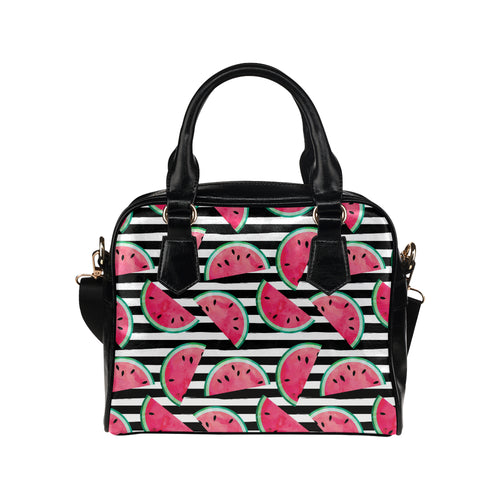 Watercolor paint textured watermelon pieces Shoulder Handbag