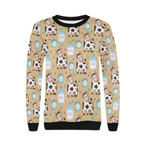 Cow bottle of milk pattern Women's Crew Neck Sweatshirt
